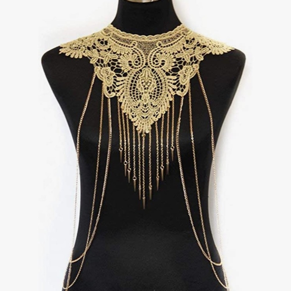 Costume option: Poolside body jewelry, sexy gold chains